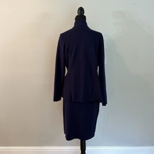 Eileen Fisher silk cotton sweater suit navy EUC 80% silk 20% cotton skirt PM